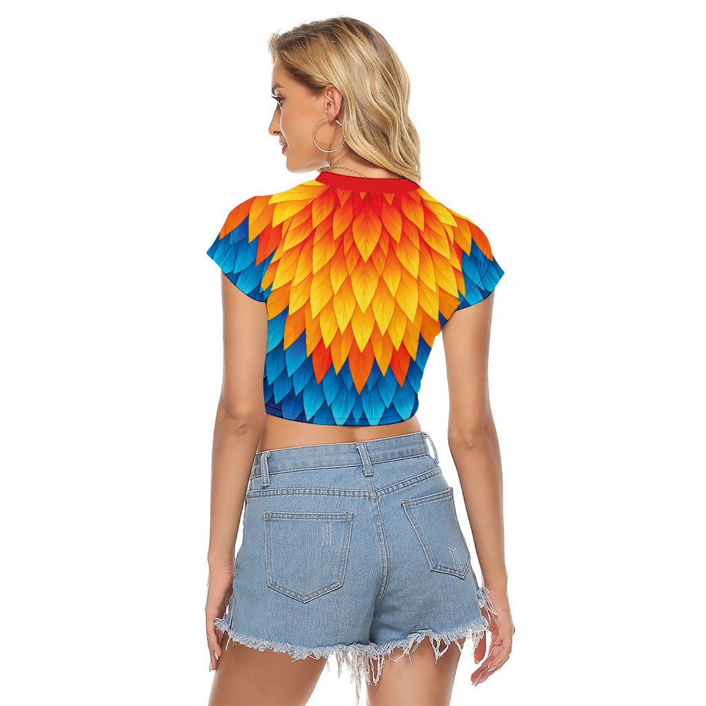 Polynesia Colorful Rooster Costume Raglan Cropped T Shirt