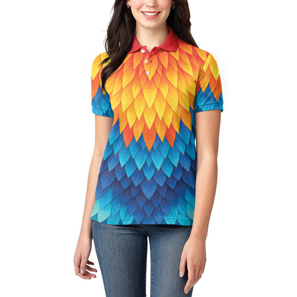 Polynesia Colorful Rooster Costume Women Polo Shirt