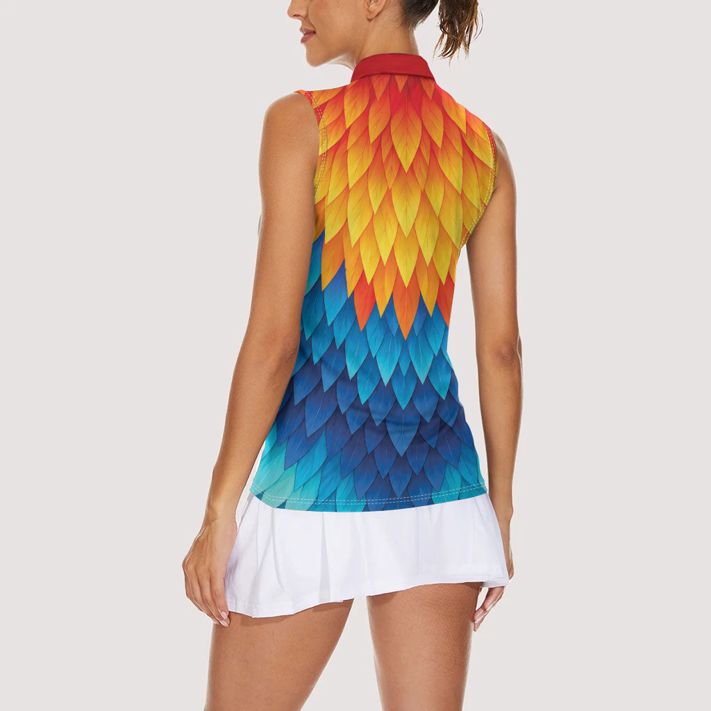 Polynesia Colorful Rooster Costume Women Sleeveless Polo Shirt LT05 - Polynesian Pride