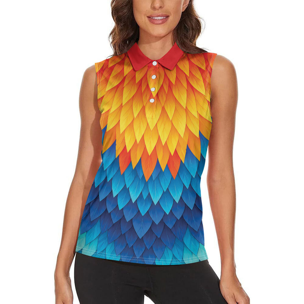 Polynesia Colorful Rooster Costume Women Sleeveless Polo Shirt LT05 - Polynesian Pride