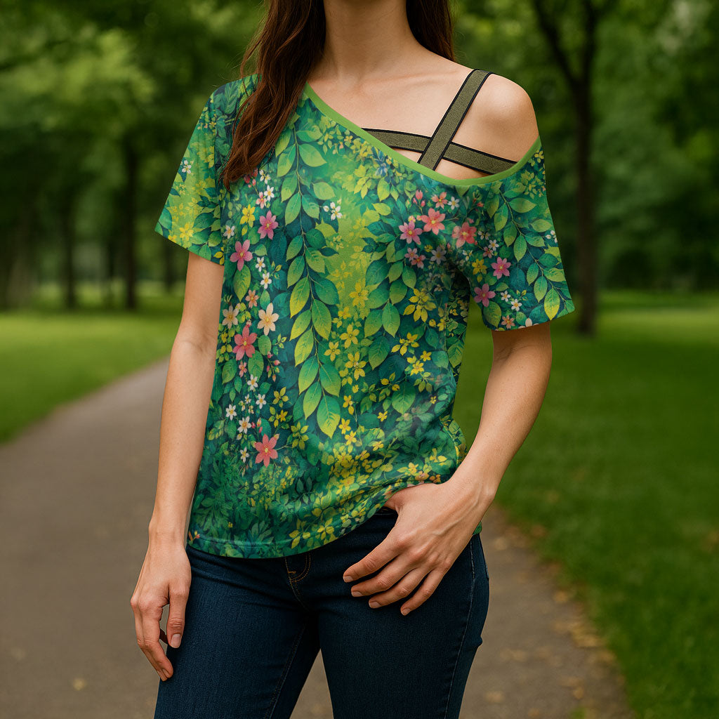 Polynesian Enchanted Mother Nature Costume Cross Shoulder Shirt