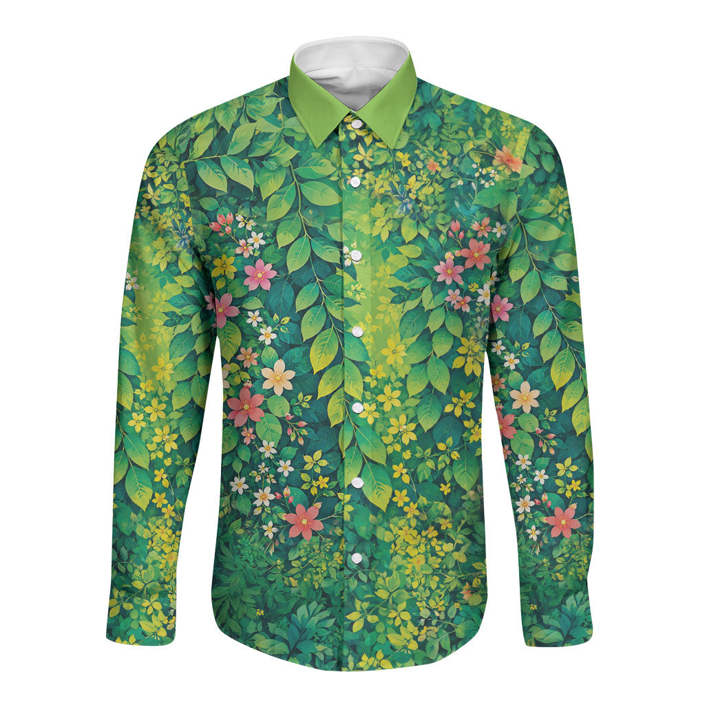 Polynesian Enchanted Mother Nature Costume Long Sleeve Button Shirt