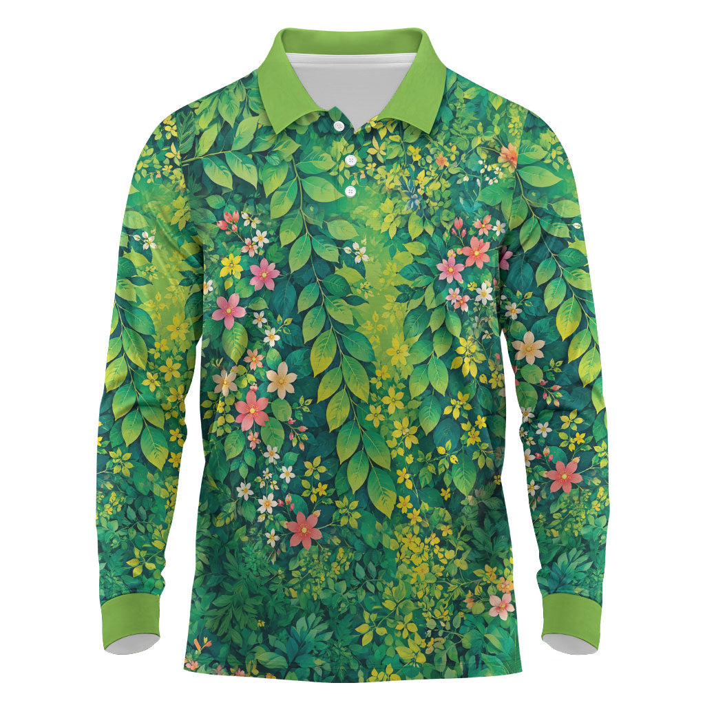 Polynesian Enchanted Mother Nature Costume Long Sleeve Polo Shirt LT05 Green - Polynesian Pride