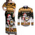 Custom Hawaii James Campbell High School Christmas Couples Matching Off Shoulder Maxi Dress and Long Sleeve Button Shirt Tropical Santa Claus LT05 Black - Polynesian Pride