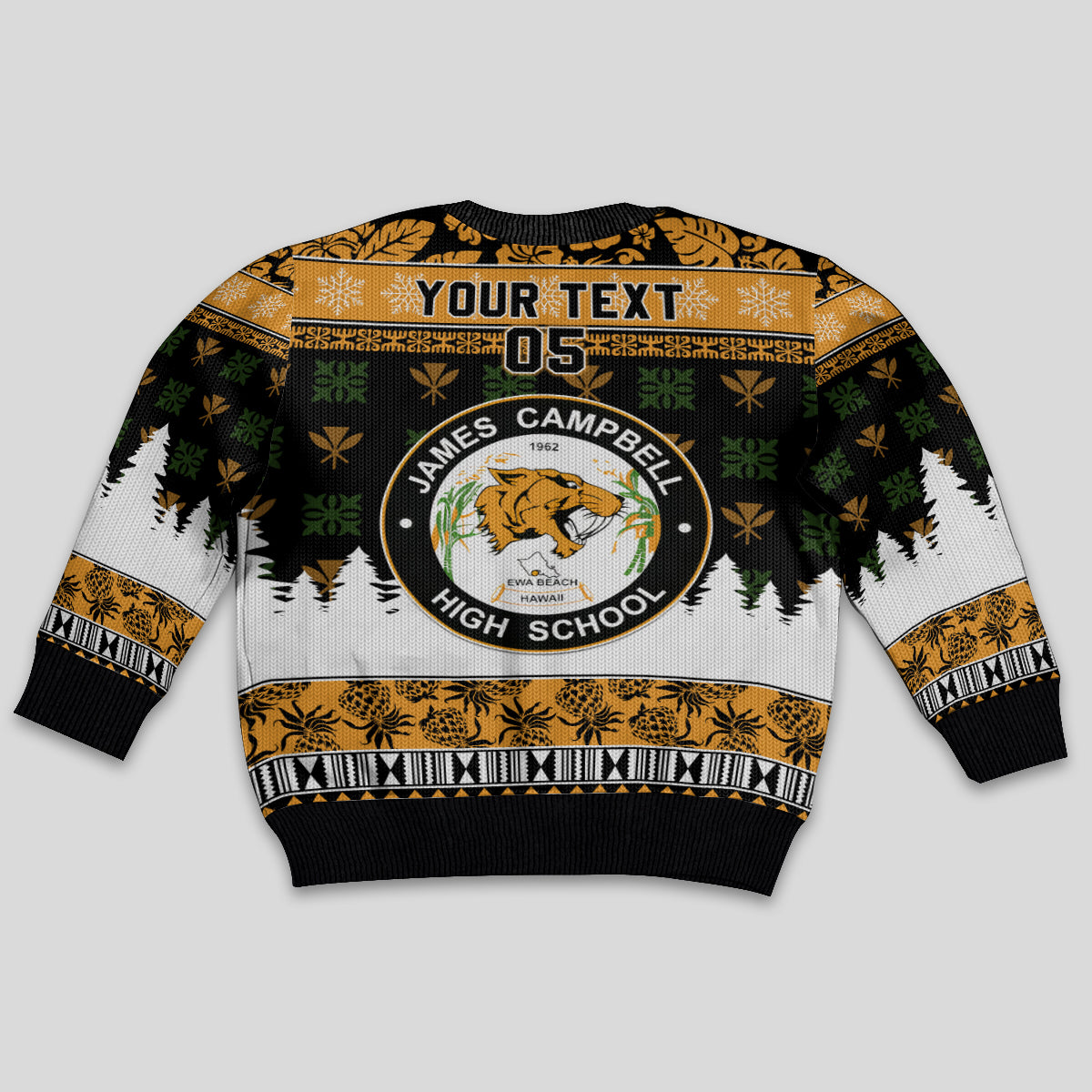 Custom Hawaii James Campbell High School Christmas Kid Ugly Christmas Sweater Tropical Santa Claus LT05 - Polynesian Pride