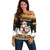 Custom Hawaii James Campbell High School Christmas Off Shoulder Sweater Tropical Santa Claus LT05 Women Black - Polynesian Pride