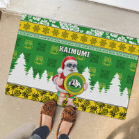Custom Hawaii Kaimuki High School Christmas Rubber Doormat Tropical Santa Claus LT05 - Polynesian Pride