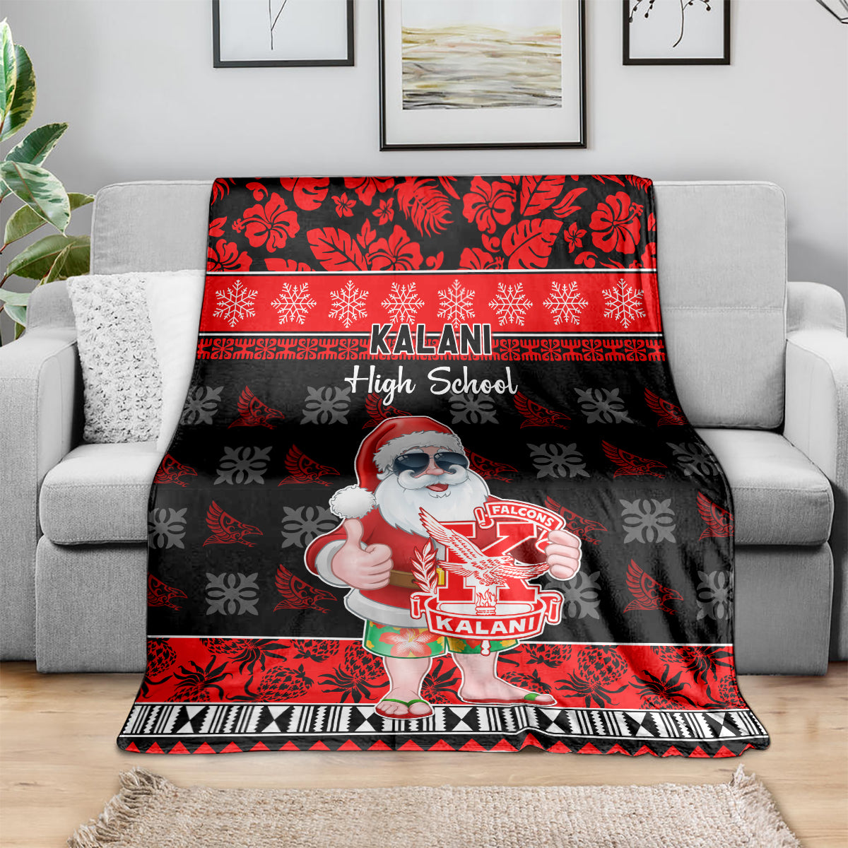 Custom Hawaii Kalani High School Christmas Blanket Tropical Santa Claus LT05 - Polynesian Pride