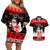 Custom Hawaii Kalani High School Christmas Couples Matching Off Shoulder Short Dress and Hawaiian Shirt Tropical Santa Claus LT05 Red - Polynesian Pride