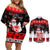 Custom Hawaii Kalani High School Christmas Couples Matching Off Shoulder Short Dress and Long Sleeve Button Shirt Tropical Santa Claus LT05 Red - Polynesian Pride