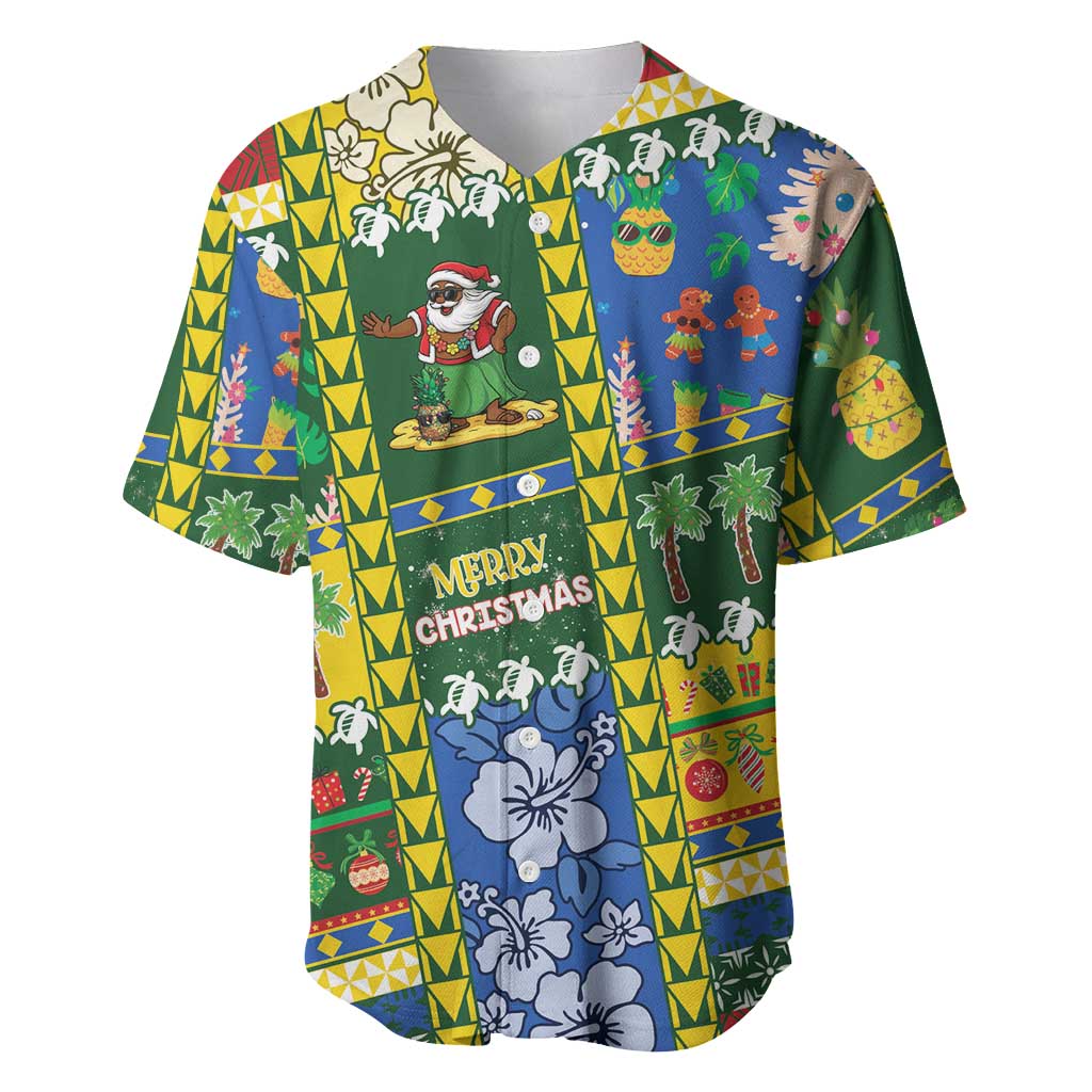 Solomon Islands Christmas Baseball Jersey Festive Beach Vibes LT05 Green - Polynesian Pride