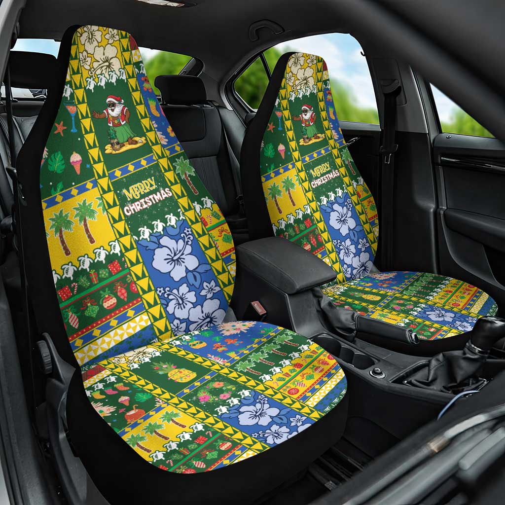 Solomon Islands Christmas Car Seat Cover Festive Beach Vibes LT05 One Size Green - Polynesian Pride