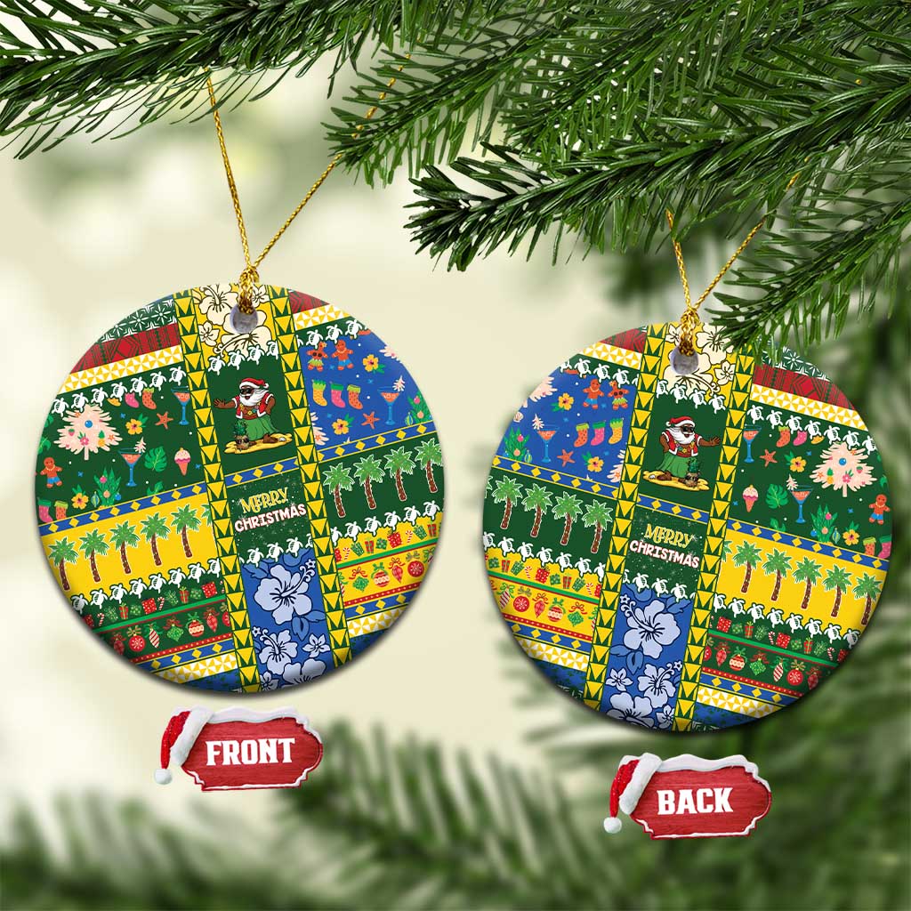 Solomon Islands Christmas Ceramic Ornament Festive Beach Vibes LT05 Circle Green - Polynesian Pride