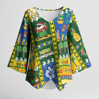 Solomon Islands Christmas Kimono Sleeve Blouse Festive Beach Vibes LT05 Female Green - Polynesian Pride