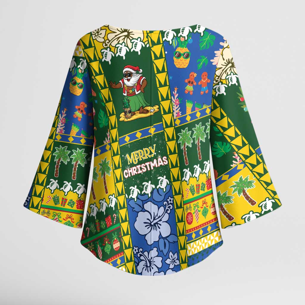 Solomon Islands Christmas Kimono Sleeve Blouse Festive Beach Vibes LT05 - Polynesian Pride