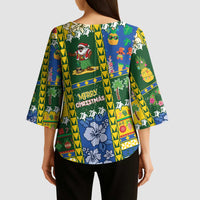 Solomon Islands Christmas Kimono Sleeve Blouse Festive Beach Vibes LT05 - Polynesian Pride