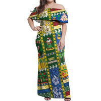 Solomon Islands Christmas Off Shoulder Maxi Dress Festive Beach Vibes LT05 Women Green - Polynesian Pride