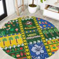 Solomon Islands Christmas Round Carpet Festive Beach Vibes LT05 Green - Polynesian Pride