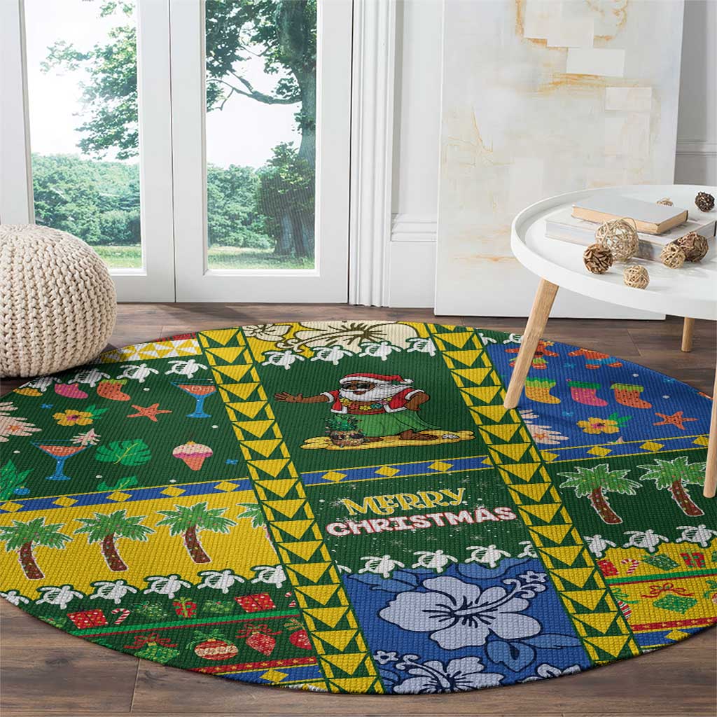 Solomon Islands Christmas Round Carpet Festive Beach Vibes LT05 - Polynesian Pride