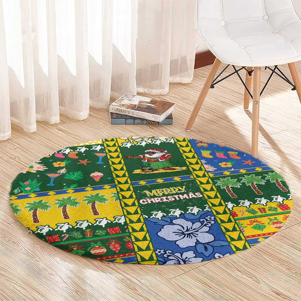 Solomon Islands Christmas Round Carpet Festive Beach Vibes LT05 - Polynesian Pride