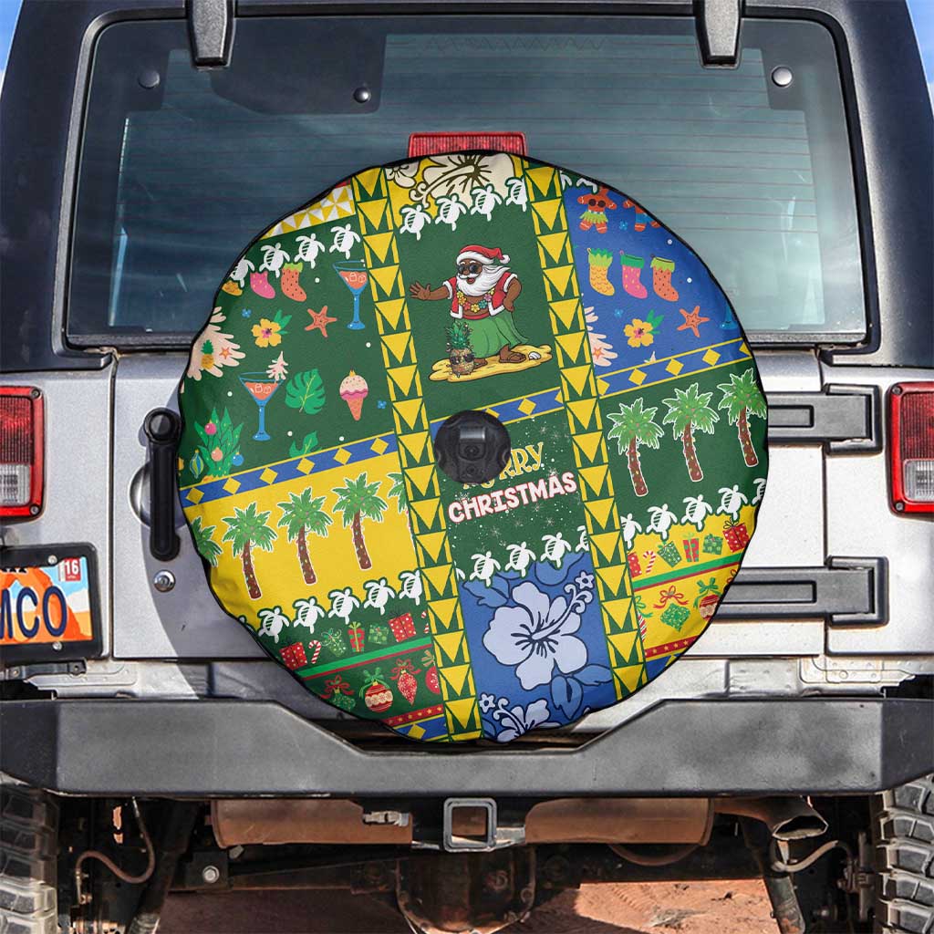 Solomon Islands Christmas Spare Tire Cover Festive Beach Vibes LT05 Green - Polynesian Pride