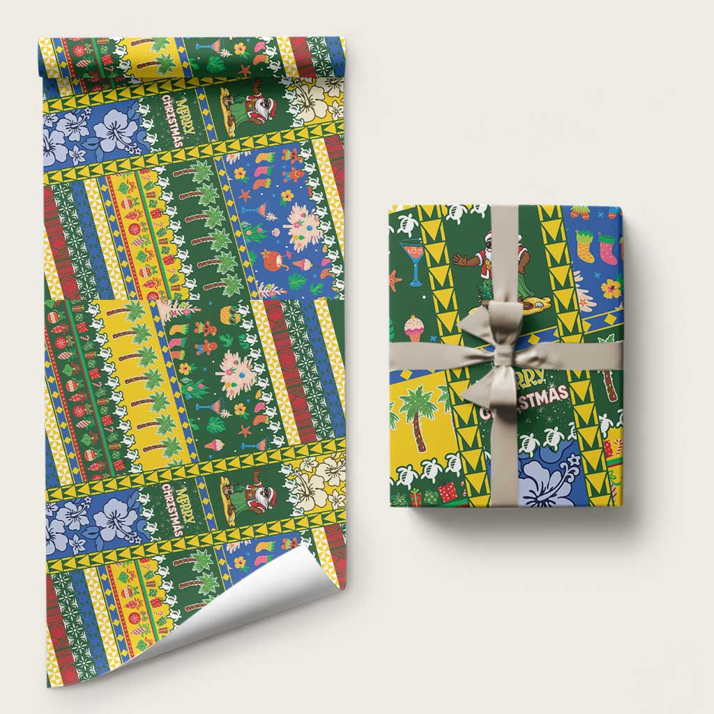 Solomon Islands Christmas Wrapping Paper Festive Beach Vibes LT05 58" × 23" Green - Polynesian Pride