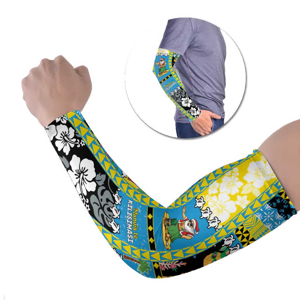 Tuvalu Christmas Arm Sleeves Festive Beach Vibes LT05 Set of 2 Blue - Polynesian Pride