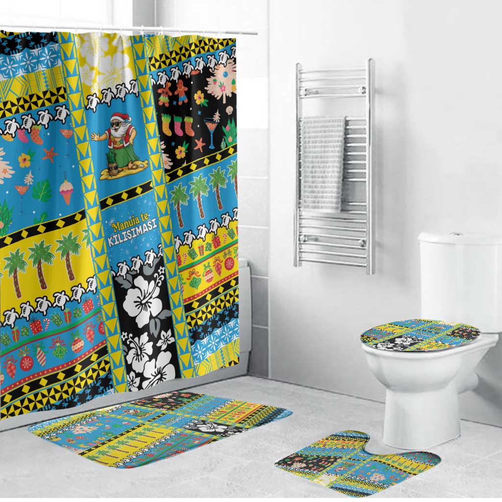 Tuvalu Christmas Bathroom Set Festive Beach Vibes LT05 Bathroom Set (4 pcs) Blue - Polynesian Pride