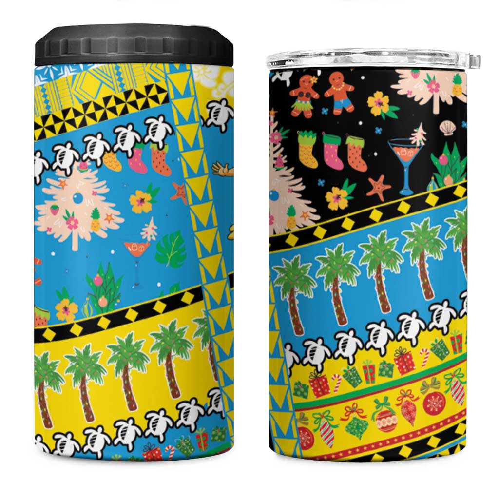 Tuvalu Christmas 4 in 1 Can Cooler Tumbler Festive Beach Vibes LT05 One Size: 16 oz Blue - Polynesian Pride