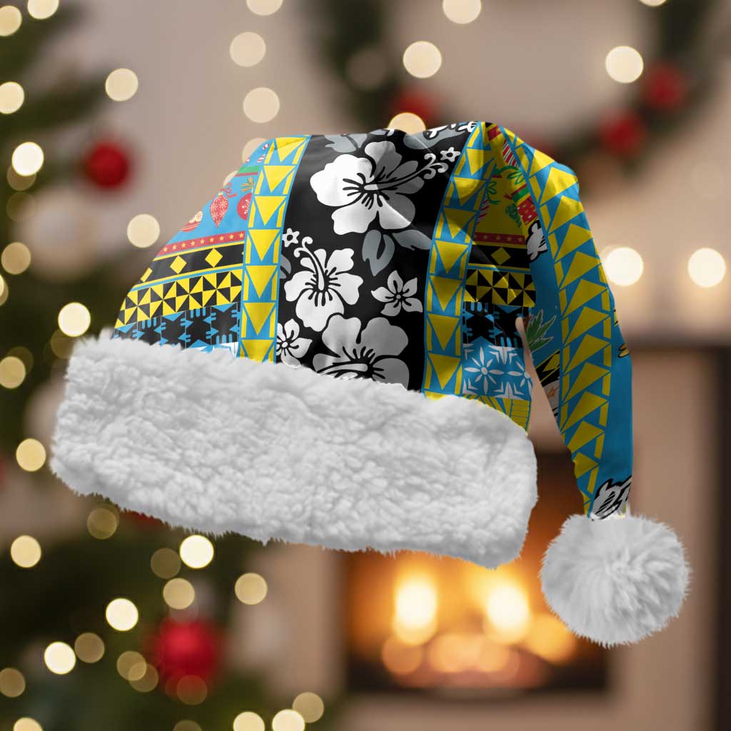 Tuvalu Christmas Santa Hat Festive Beach Vibes LT05 With Fur Blue - Polynesian Pride