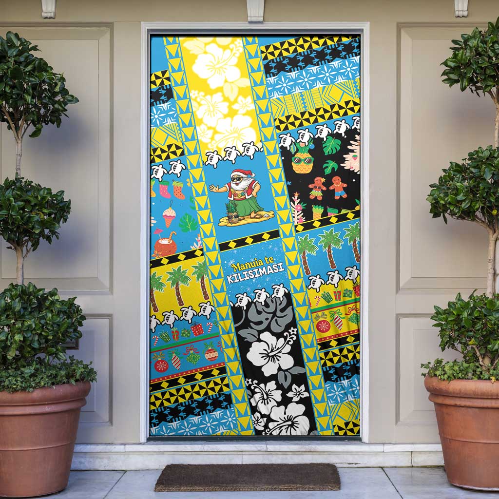 Tuvalu Christmas Door Cover Festive Beach Vibes LT05 Blue - Polynesian Pride
