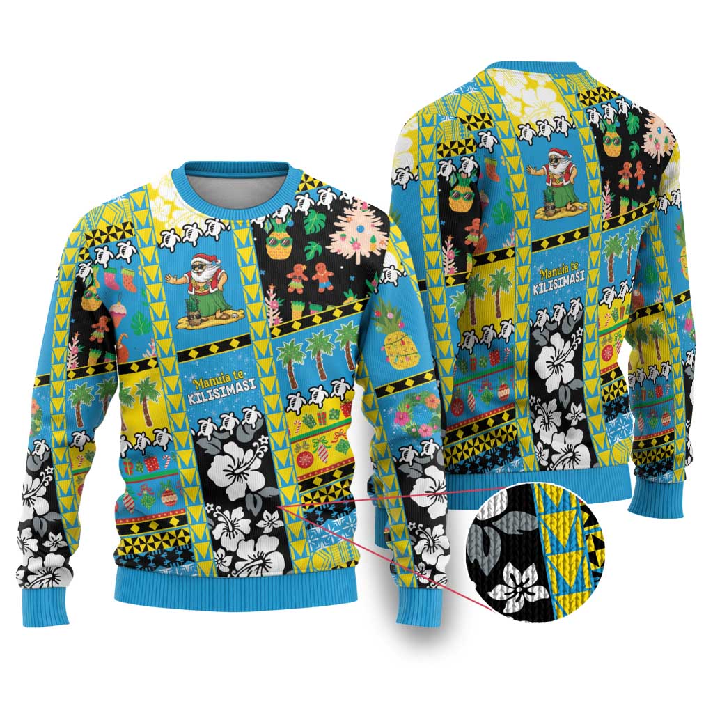 Tuvalu Christmas Ugly Christmas Sweater Festive Beach Vibes LT05 Blue - Polynesian Pride