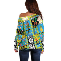 Tuvalu Christmas Off Shoulder Sweater Festive Beach Vibes LT05 - Polynesian Pride