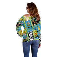 Tuvalu Christmas Off Shoulder Sweater Festive Beach Vibes LT05 - Polynesian Pride