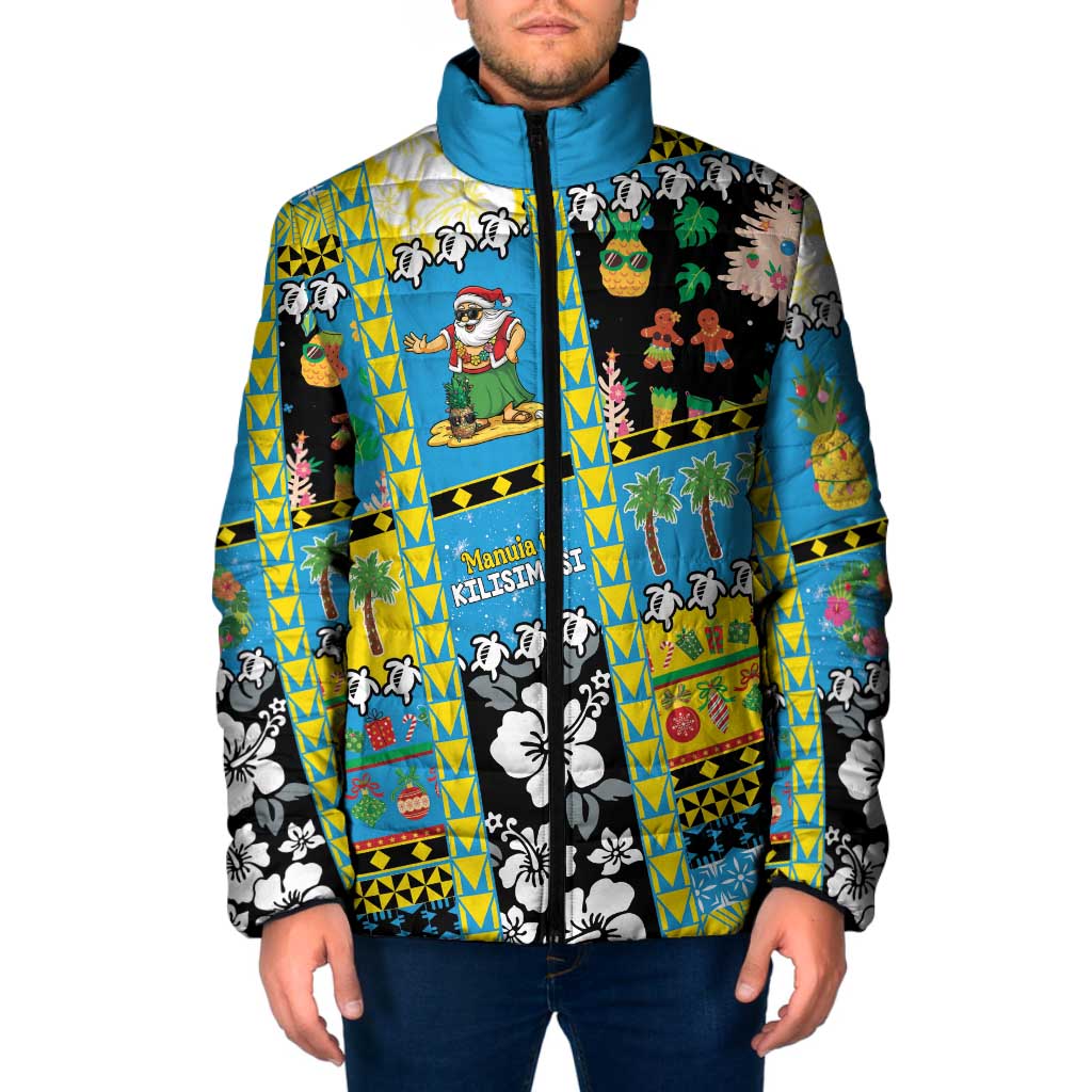 Tuvalu Christmas Padded Jacket Festive Beach Vibes LT05 Men Blue - Polynesian Pride