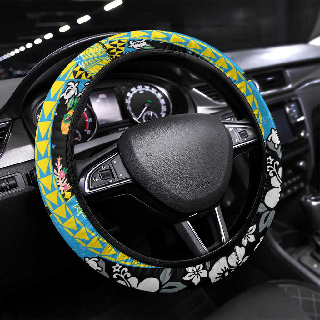 Tuvalu Christmas Steering Wheel Cover Festive Beach Vibes LT05 Universal Fit Blue - Polynesian Pride
