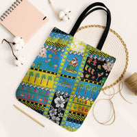 Tuvalu Christmas Tote Bag Festive Beach Vibes LT05 Black Strap One Size Blue - Polynesian Pride