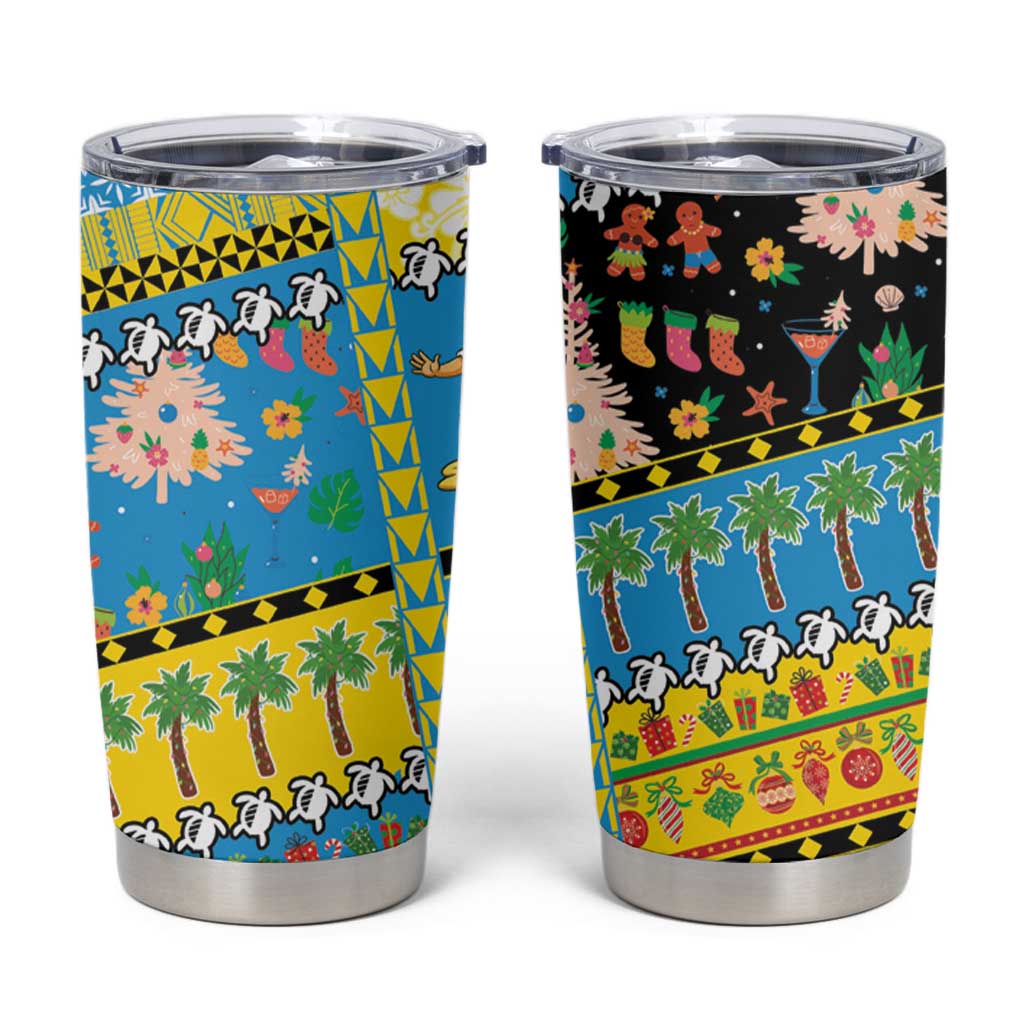 Tuvalu Christmas Tumbler Cup Festive Beach Vibes LT05 Blue - Polynesian Pride