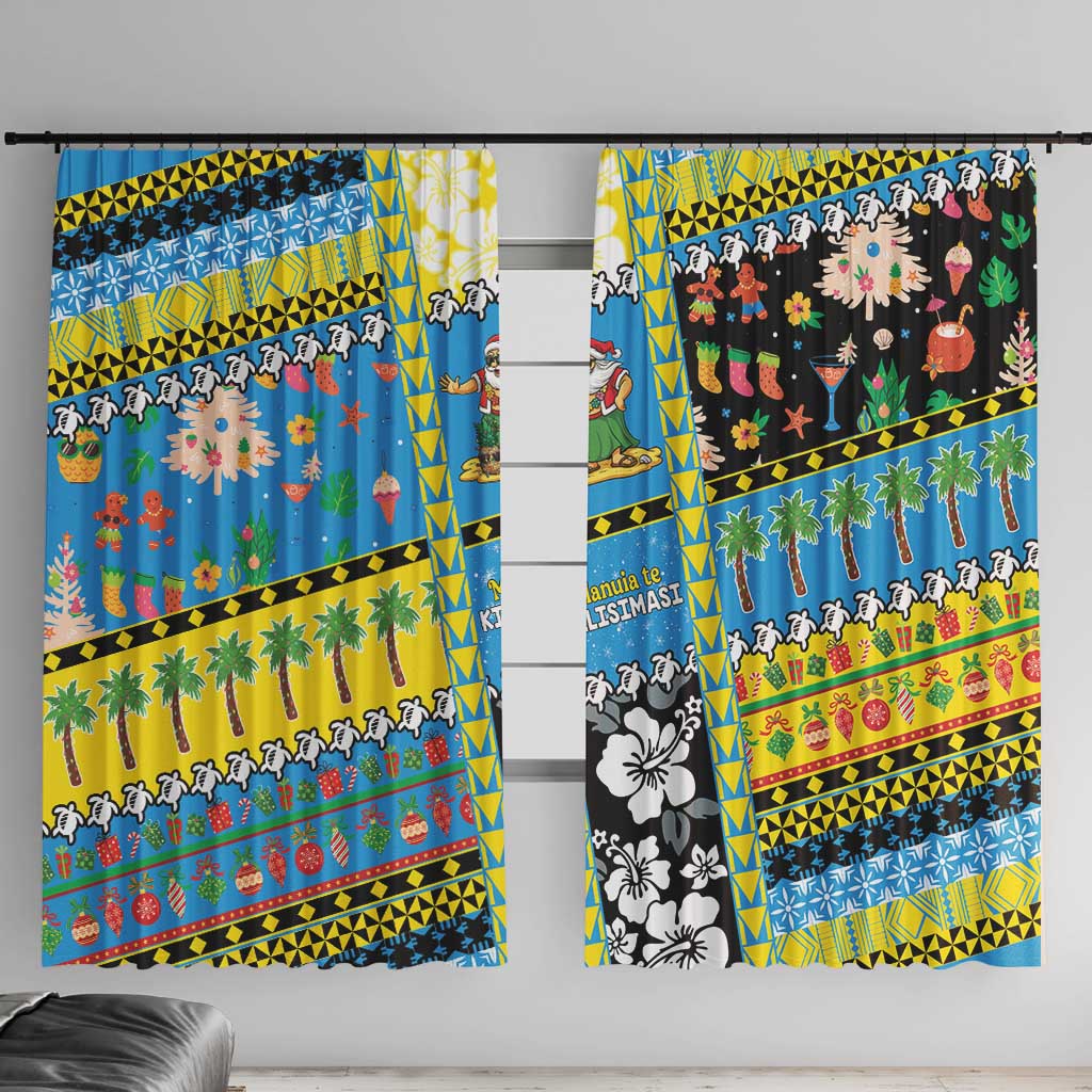 Tuvalu Christmas Window Curtain Festive Beach Vibes LT05 With Hooks Blue - Polynesian Pride