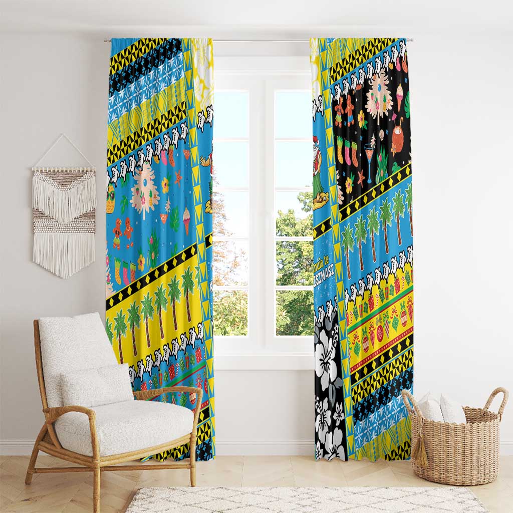 Tuvalu Christmas Window Curtain Festive Beach Vibes LT05 - Polynesian Pride
