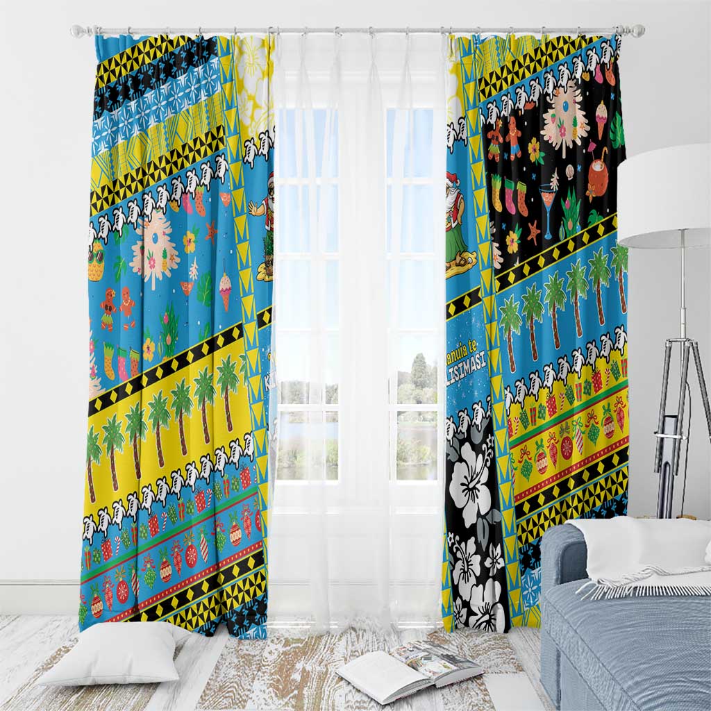 Tuvalu Christmas Window Curtain Festive Beach Vibes LT05 - Polynesian Pride