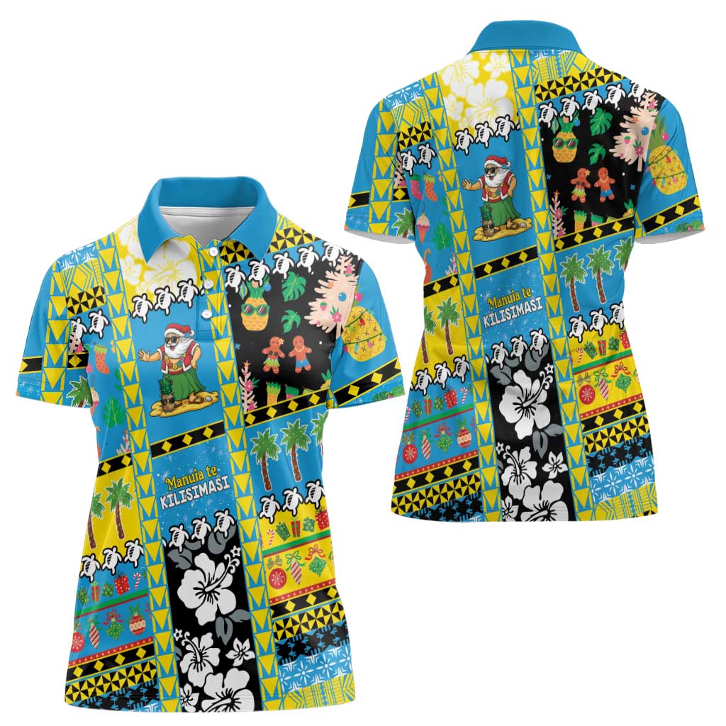 Tuvalu Christmas Women Polo Shirt Festive Beach Vibes LT05 - Polynesian Pride