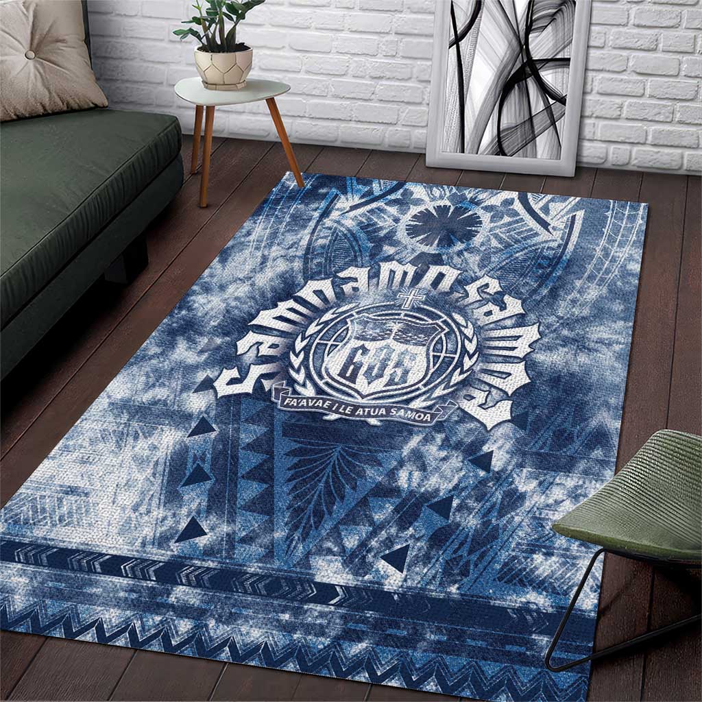 Samoa 685 Area Rug Polynesian Pattern Tie Dye Style LT05 Blue - Polynesian Pride