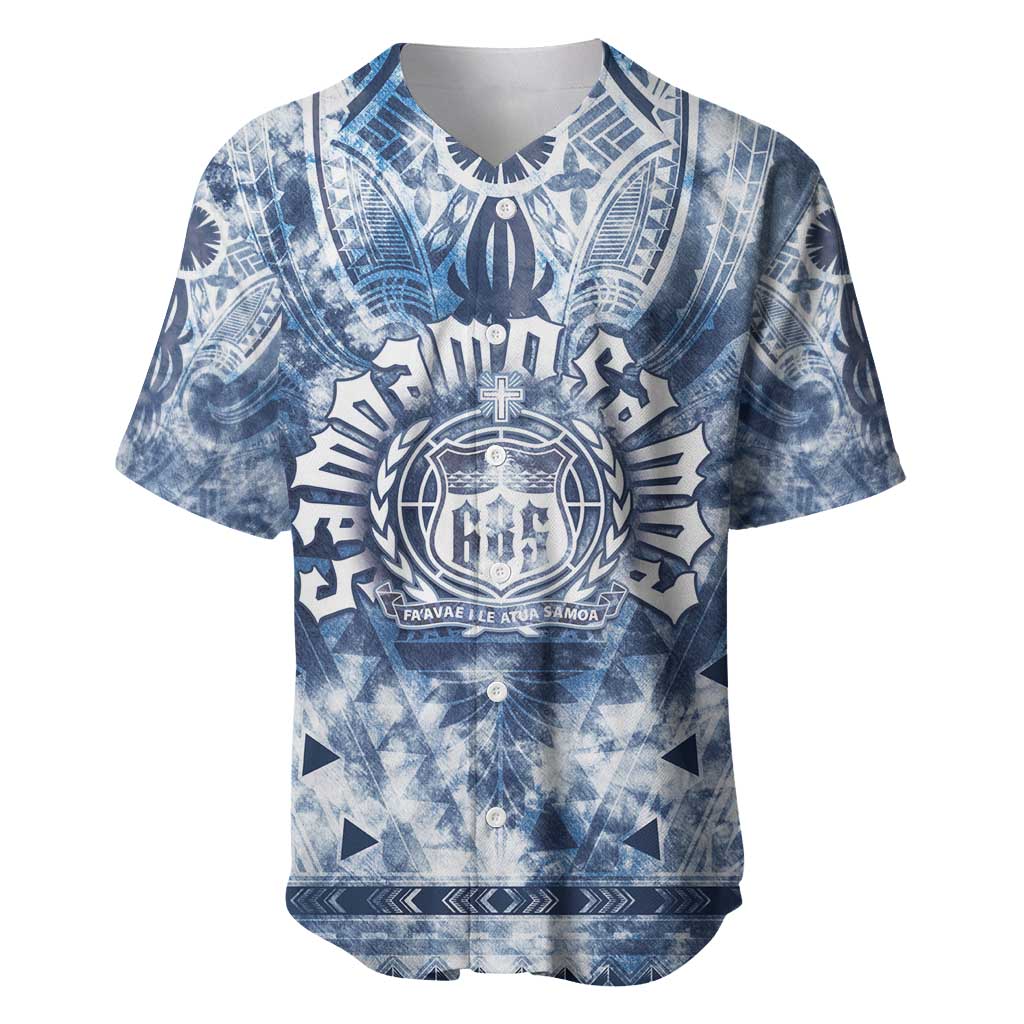 Samoa 685 Baseball Jersey Polynesian Pattern Tie Dye Style