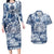 Samoa 685 Couples Matching Long Sleeve Bodycon Dress and Hawaiian Shirt Polynesian Pattern Tie Dye Style