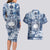 Samoa 685 Couples Matching Long Sleeve Bodycon Dress and Hawaiian Shirt Polynesian Pattern Tie Dye Style