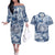 Samoa 685 Couples Matching Off The Shoulder Long Sleeve Dress and Hawaiian Shirt Polynesian Pattern Tie Dye Style