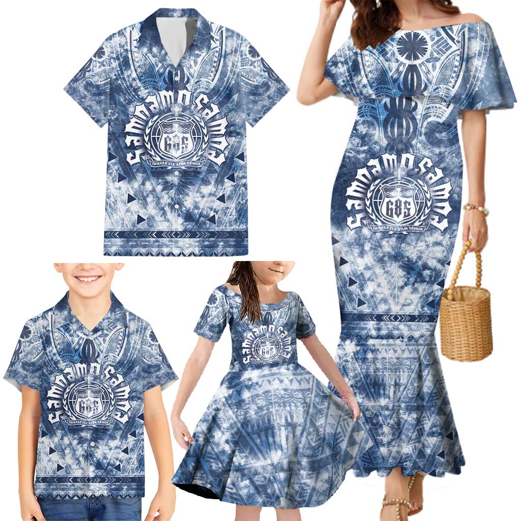 Samoa 685 Family Matching Mermaid Dress and Hawaiian Shirt Polynesian Pattern Tie Dye Style