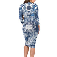 Samoa 685 Long Sleeve Bodycon Dress Polynesian Pattern Tie Dye Style LT05 - Polynesian Pride