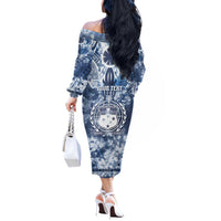 Samoa 685 Off The Shoulder Long Sleeve Dress Polynesian Pattern Tie Dye Style LT05 - Polynesian Pride